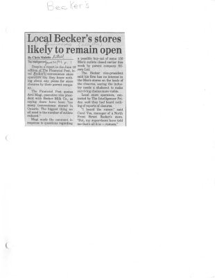 Local Becker's stores likely to remain open