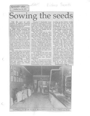 Remember when: Sowing the seeds: Bishop Seed Ltd.