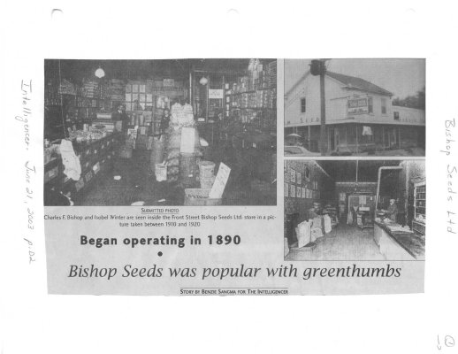 Bishop Seeds was popular with greenthumbs: began operating in 1890