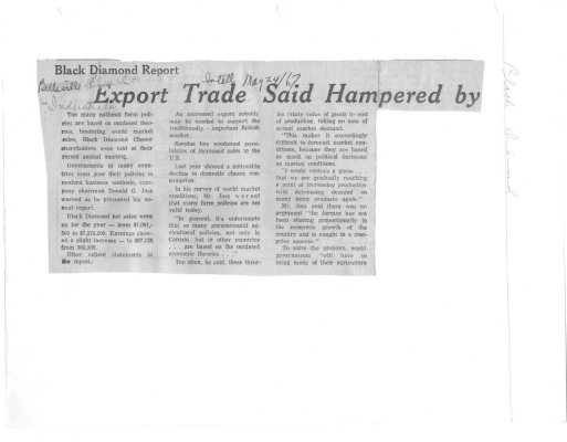 Black Diamond report: Export Trade said hambered by outdated farm policies