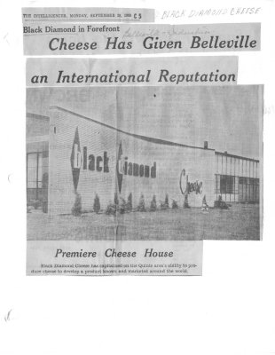 Black Diamond in Forefront: cheese has given Belleville an International reputation