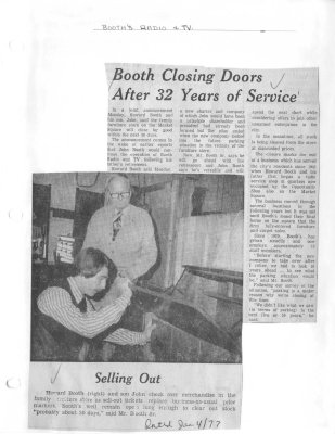 Booth closing doors after 32 years of service: Booth's Radio & TV