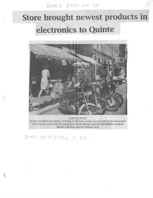 Remember When: Store brought newest productis in electronics to Quinte: Booth's Radio & TV