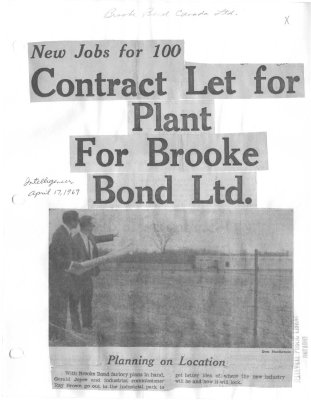 New jobs for 100: Contract let for plant for Brooke Bond Ltd.