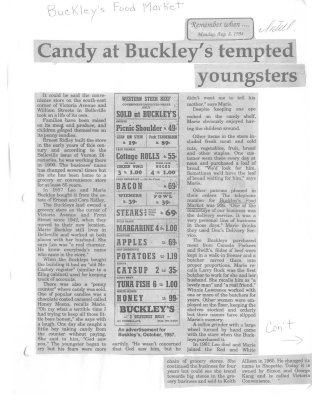 Remember when: Candy at Buckley's tempted youngsters(Buckley's Food Market)