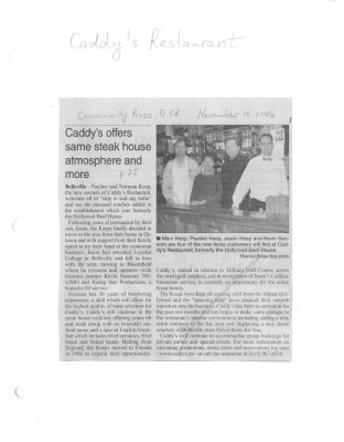 Caddy's offers same steak house atmosphere and more