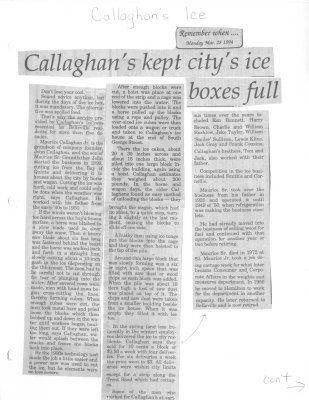 Remember when: Callaghan's kept city's ice boxes full