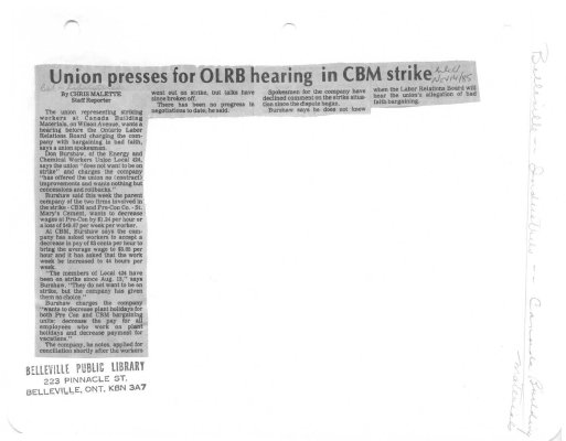 Union presses for OLRB hearing in CBM strike