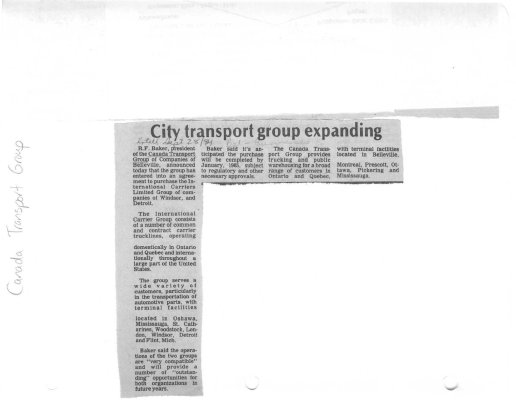 City transport group expanding: Canada Transport Group