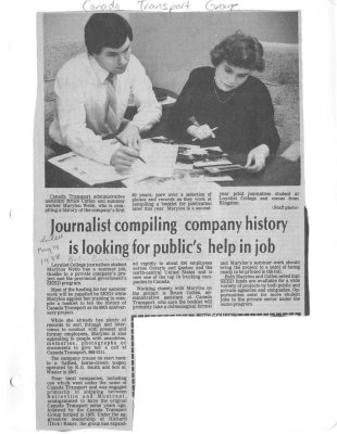 Journalist compiling company history is looking for public's help in job: Canada Transport Group