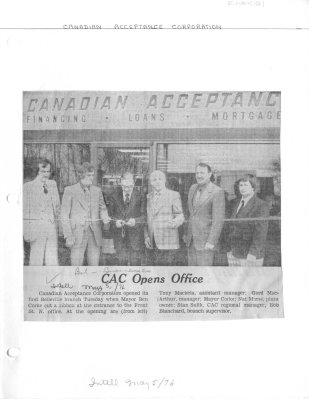 CAC Opens Office: Canadian Acceptance Corporation