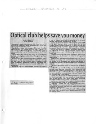 Optical Club helps save you money: Canadian Spectacle Club Ltd.