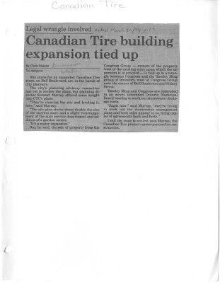 Legal wrangle involved: Canadian Tire building expansion tied up