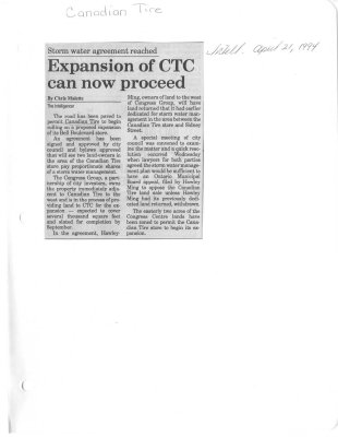 Expansion of CTC can now procede: Canadian Tire