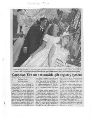 Canadian Tire on nationwide gift registry system