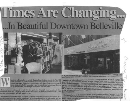 Times Are Changing... In Beautiful Downtown Belleville : Changing Times Bookstore