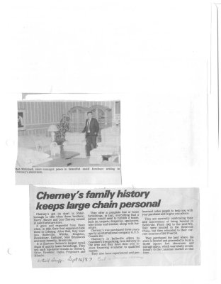 Cherney's family history keeps large chain personal : Cherney's furniture world