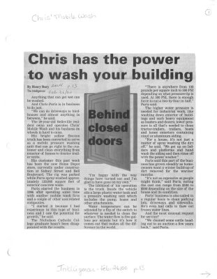 Chris has the power to wash your building : Chris' Mobile Wash