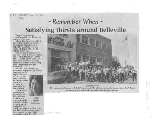 Satisfying thirsts around Belleville : Coca-Cola Ltd