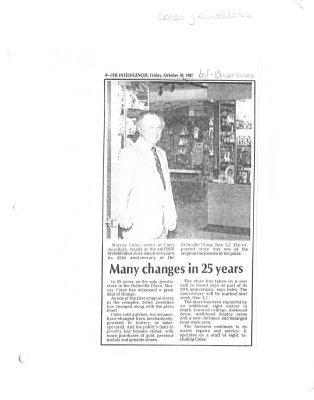 Many changes in 25 years : Coles Jewellers