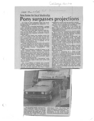 Pony surpasses projections : College Auto