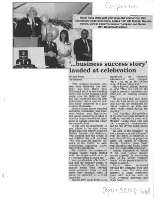 '...business success story' lauded at celebration : Comfort Inn