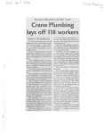 Crane Plumbing lays off 118 workers