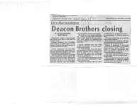 Deacon Brothers closing