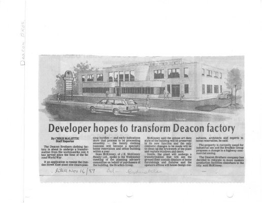 Developer hopes to transform Deacon factory