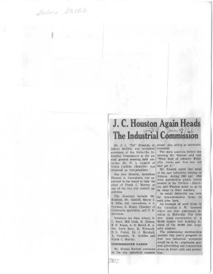 J.C. Houston Again Heads The Industrial Commission