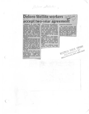 Deloro Stellite Workers accept two-year agreement