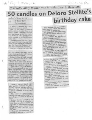 50 candles on Deloro Stellites birthday cake