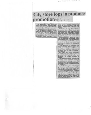 City store tops in produce promotion: Dominion Store