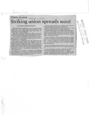 Striking union spreads word:Domtar