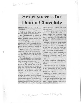 Sweet success for Donini Chocolate