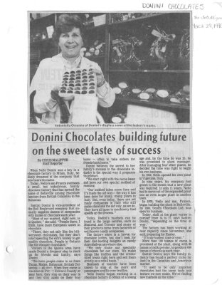 Donini Chocolates building future on the sweet taste of success