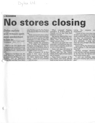 No stores closing: Dylex Ltd