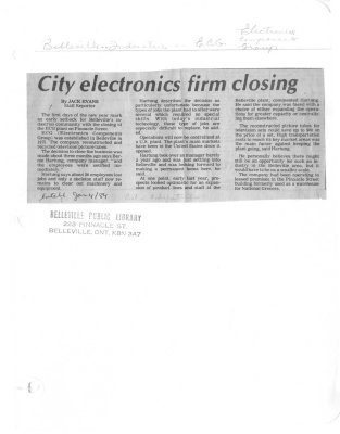 City electronics firm closing: Electronic Components Group