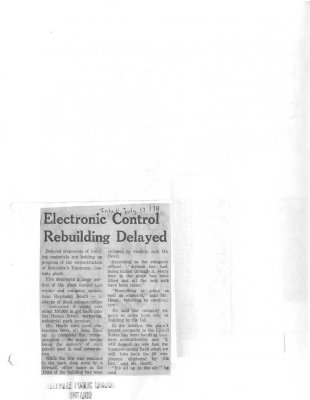 Electronic Control Rebuilding Delayed