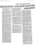EMS-Tech Inc wins gold award for innovation