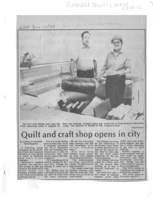 Quilt and craft shop opens in city:Firehall Quilts and Crafts