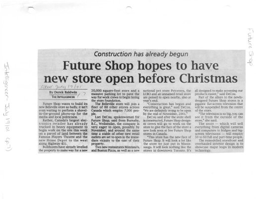 Contruction has already begun Future Shop hopes to have new store open before Christmas