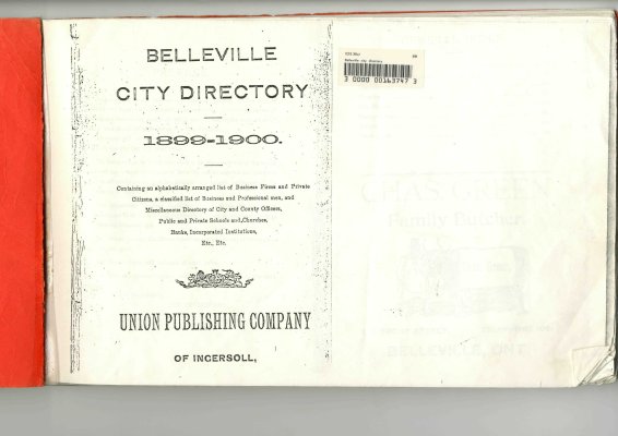 Belleville City Directory 1899 - 1900