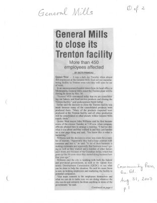 General Mills to close its Trenton facility