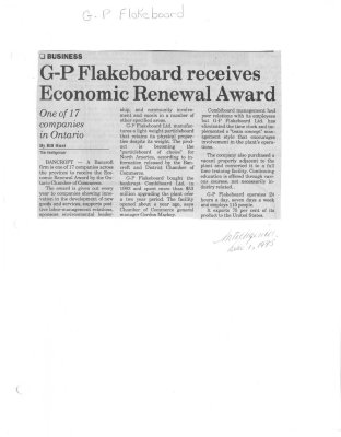 G-P Flakeboard Receives Economic Renewal Award