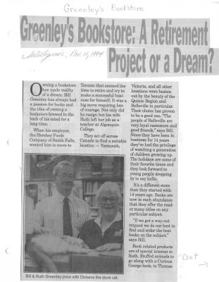 Greenley's Bookstore: A Retirement Project or a Dream?