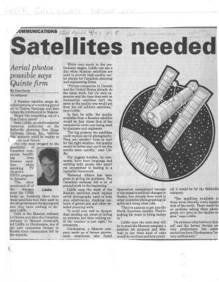 Satellites Needed: Aerial Photos Possible Says Quinte Firm