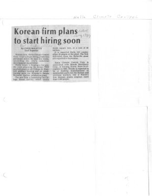 Korean firm plans to start hiring soon - Halla Climate Control