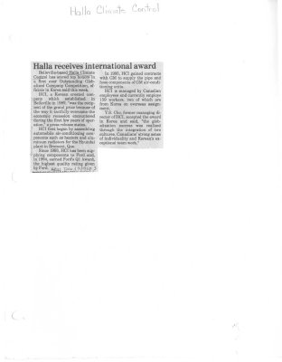 Halla receives international award