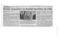 Halla supplier to build facility in city